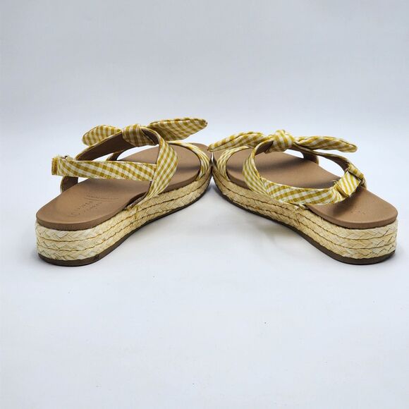 LC Lauren Conrad Rosemary Yellow Gingham Bow Sandals Size 10 - Picture 5 of 10